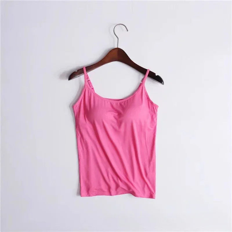 Women Cami Bra Top - Built-In Padded Bra Camisole Vest for Sleepwear, Home Wear & Casual Style