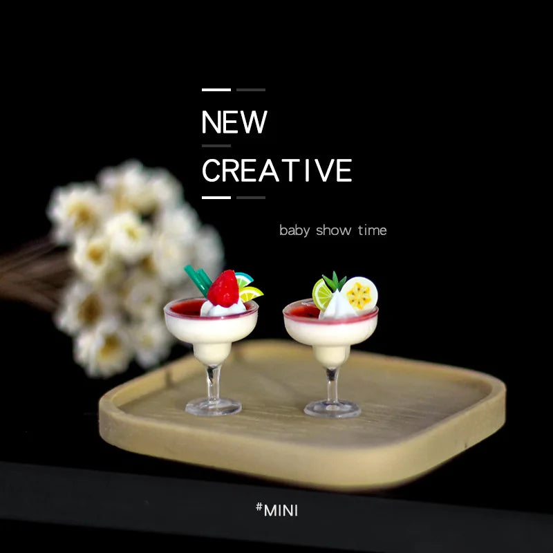 1/12 Dollhouse Miniature Yogurt & Ice Cream Cup – Simulation Drink Goblet Model Toy for Doll House Decoration Accessories