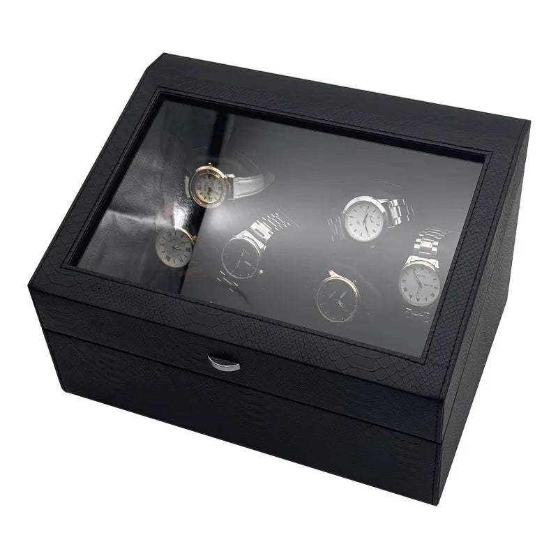 Watch Winder Box – Quiet Motor, USB LED, PU Leather, Variable Speed for Automatic Watches