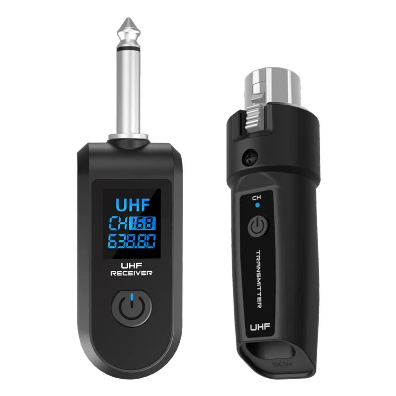 BOMGE UHF XLR Wireless Microphone Adapter System – Transmitter & Receiver for Dynamic Microphone, Guitar, Audio Mixer & PA System