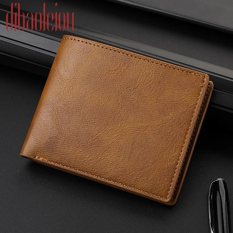 Retro Men’s PU Leather Wallet with Zipper – Classic Bi-Fold Business Card Holder with Multiple Pockets & Money Clip Slim Credit Card Wallet