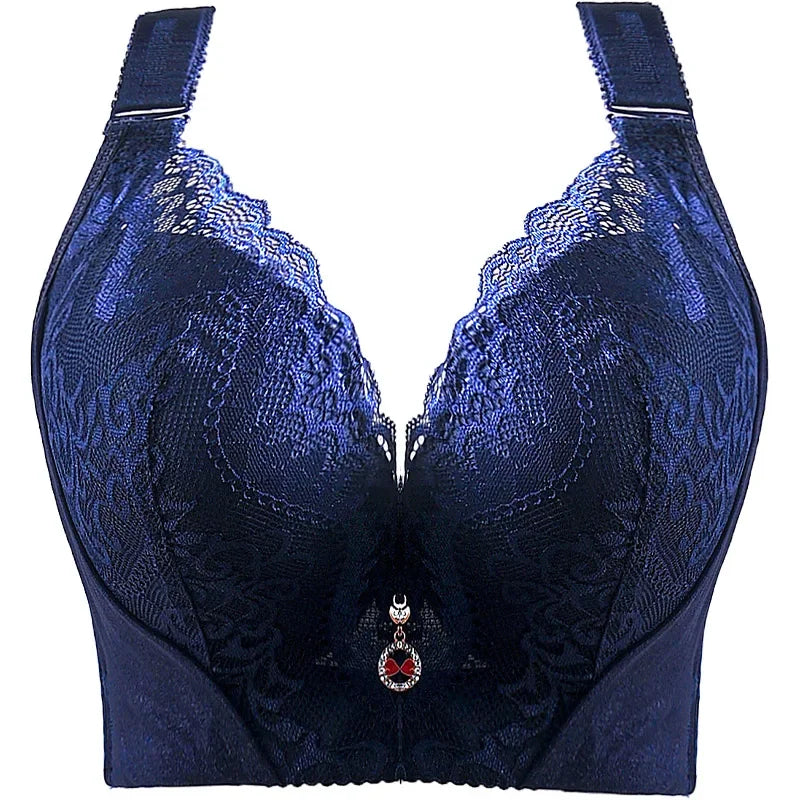 Plus Size Push-Up Bra – Sexy Lace Underwire Full Coverage Lingerie for Curvy Women with Wide Side Wings