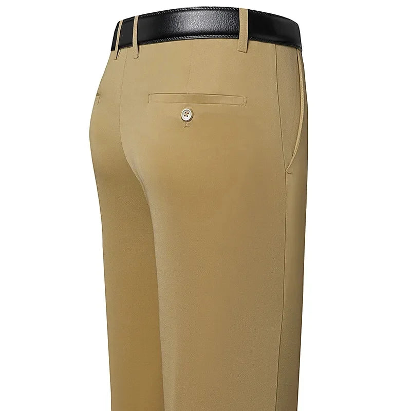 Men's Suit Pants – Business Casual Elastic Straight Trousers | Formal Dress Black & Navy Blue