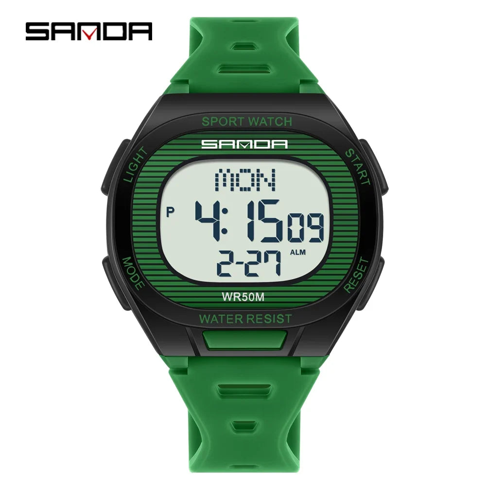 SANDA 2195 Square Digital Watch - Multifunction Waterproof LED Sports Wristwatch for Students