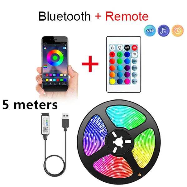 Bluetooth LED Strip Lights - Smart 5050 RGB App Remote TV & Home Decor Lighting
