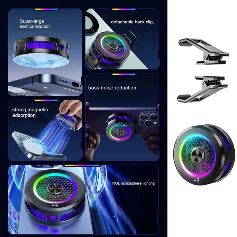 15W Extreme Cooling Phone Cooler with Ice Technology – Semiconductor Magnetic & Clip-On Phone Fan for iPhone, Xiaomi, Vivo & Oppo Devices