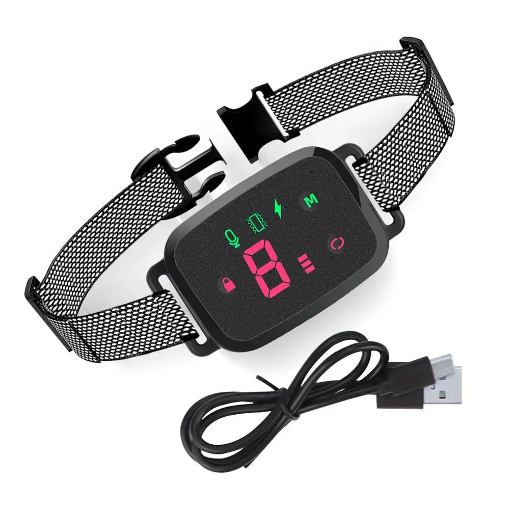 Smart Automatic Anti-Bark Dog Collar HD Digital Display IP67 Waterproof Rechargeable Bark Control Training Device for Dogs Stop Barking System