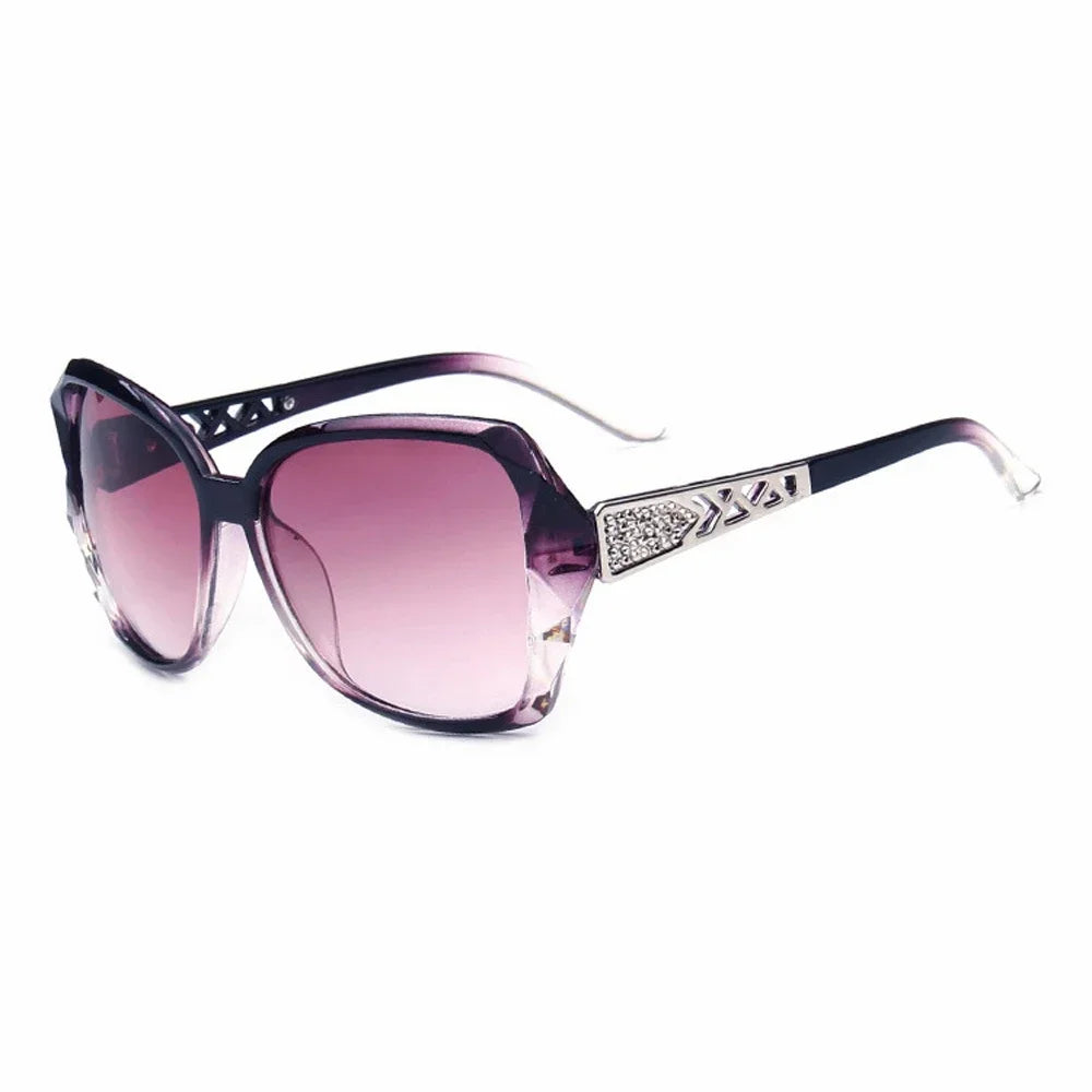 Fashionable Big Purple Sunglasses for Women - Luxury Brand Square Mirror Shades for Ladies