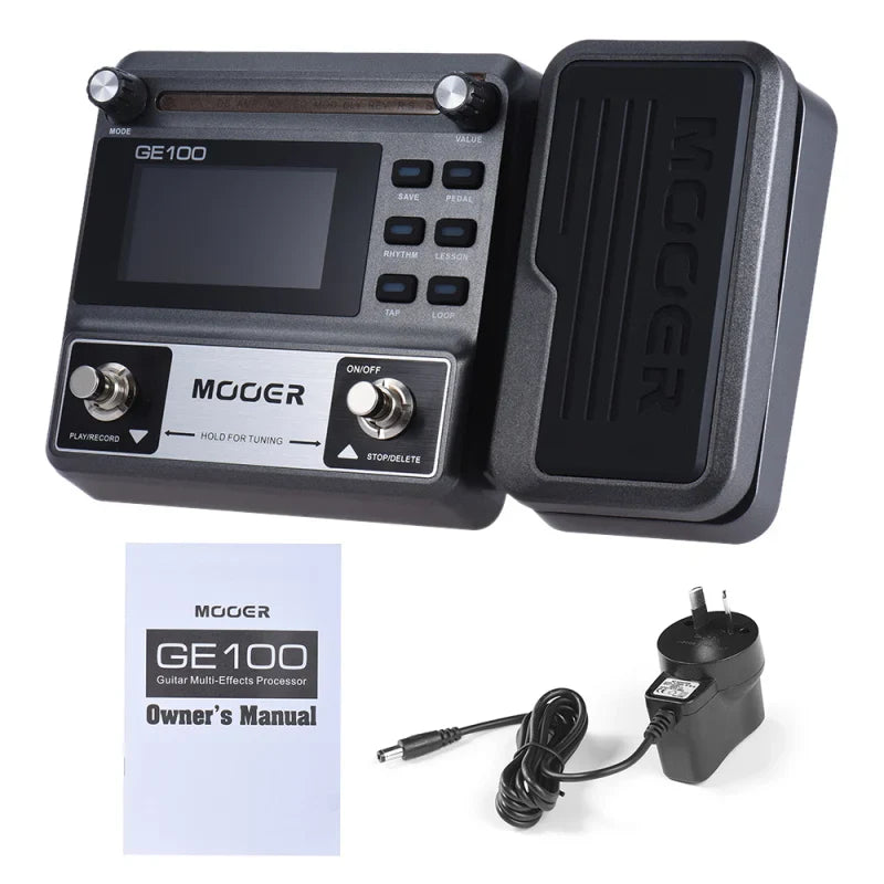 MOOER GE100 Guitar Multi-Effects Processor – Pedal with Loop, Tuner, Tap Tempo, Rhythm, Scale & Chord Lessons