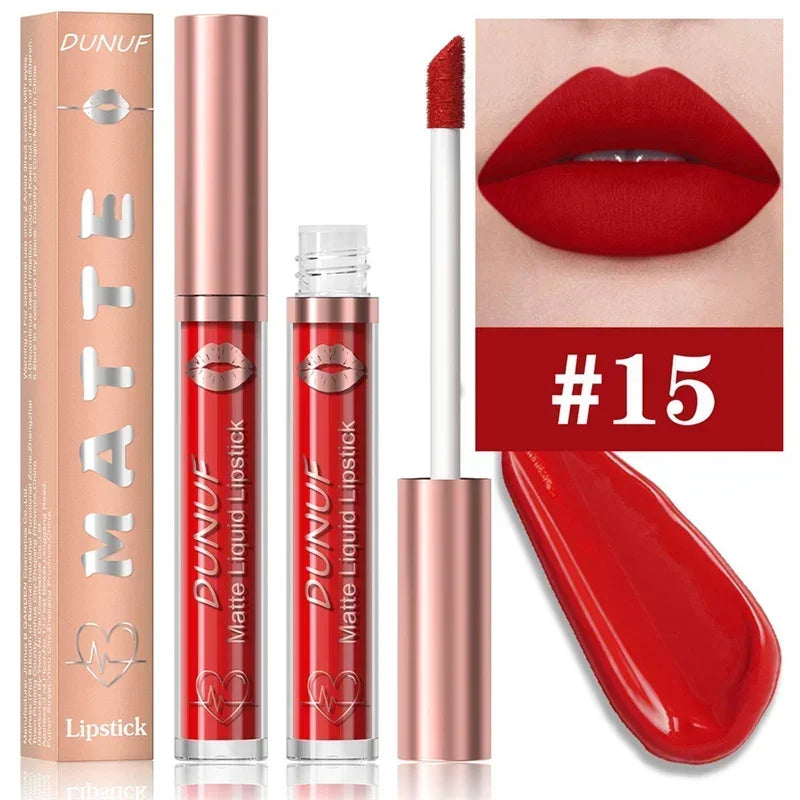 Matte Velvet Dark Red Brown Lip Gloss – Long-Lasting Waterproof Liquid Lipstick with Natural Moisturizer & Transparent Lip Oil