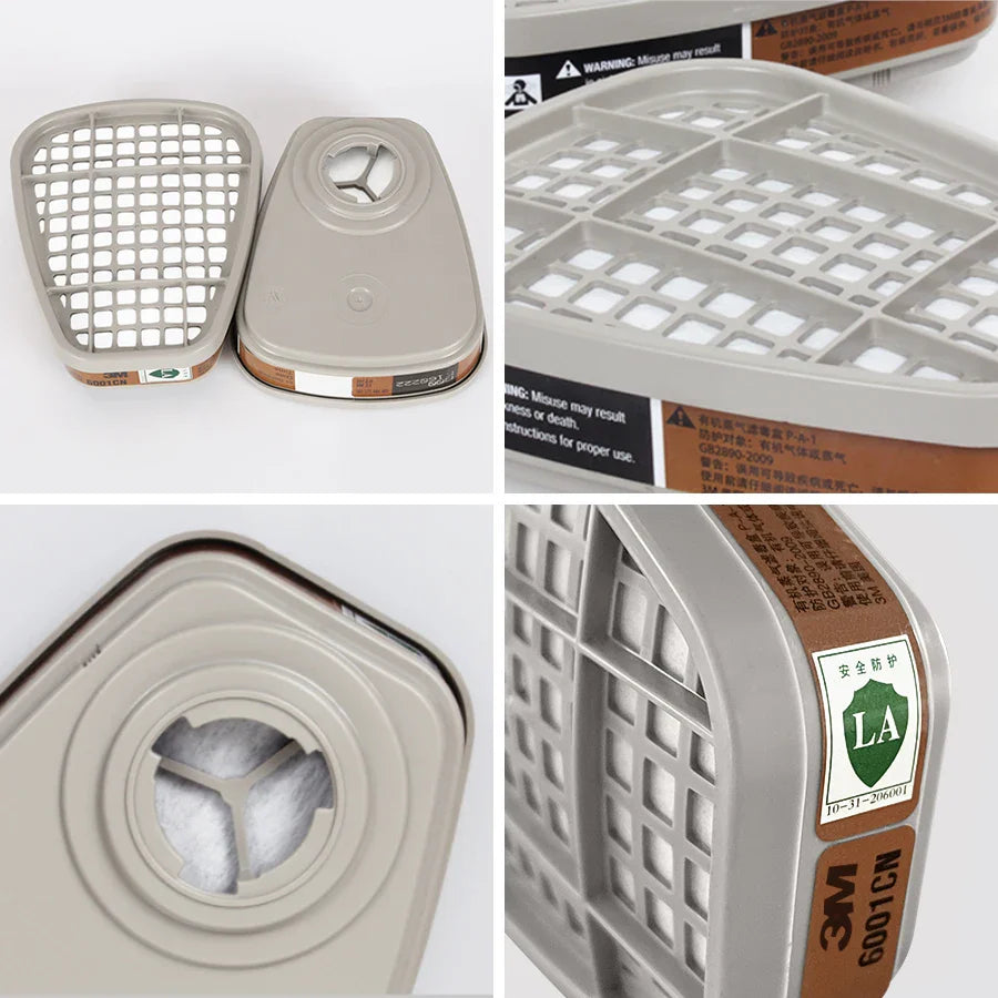 3M 6001 Gas Mask Filters ā Dust & Organic Gas Cartridge for 6200, 7502, 6800 Industrial & Chemical Paint Respirators