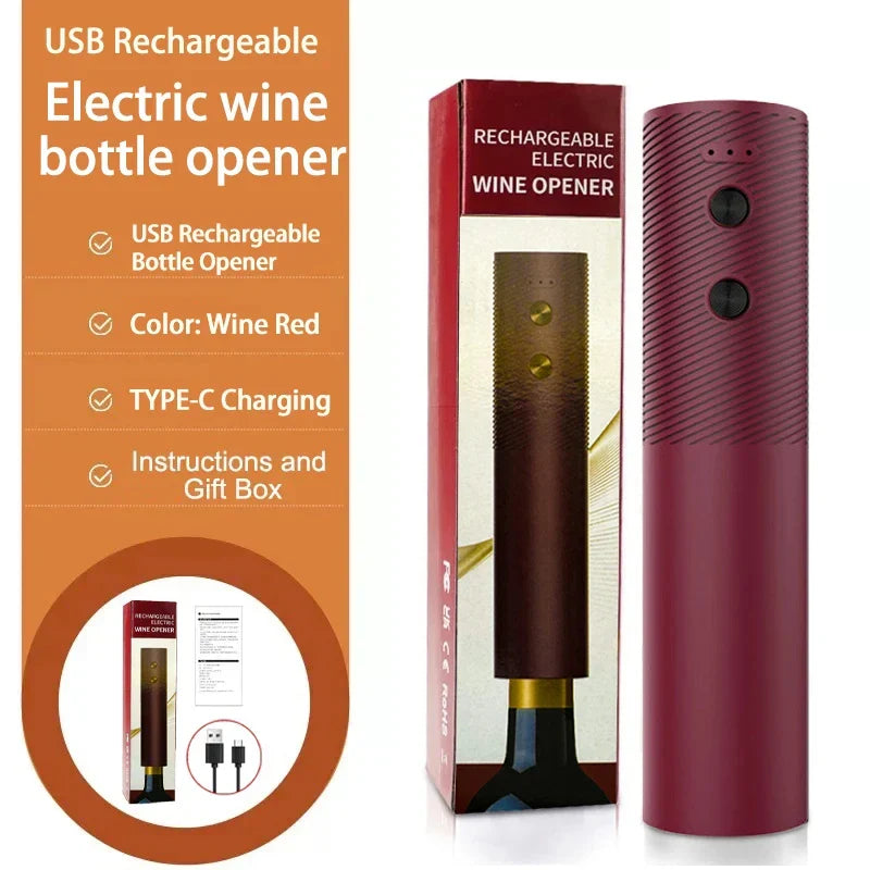 Electric Wine Bottle Opener – Automatic Rechargeable Red Wine Corkscrew with One-Click Operation, Kitchen Wine Tool