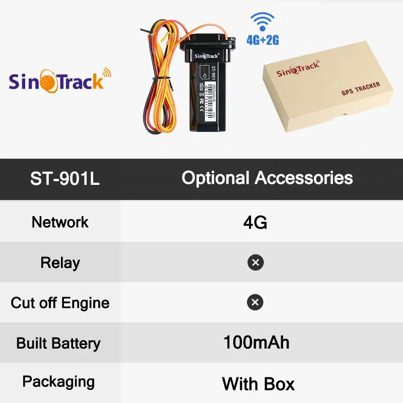 ST-901L 4G Mini GPS Tracker – Waterproof Built-In Battery Vehicle & Motorcycle Locator with Online Tracking Software