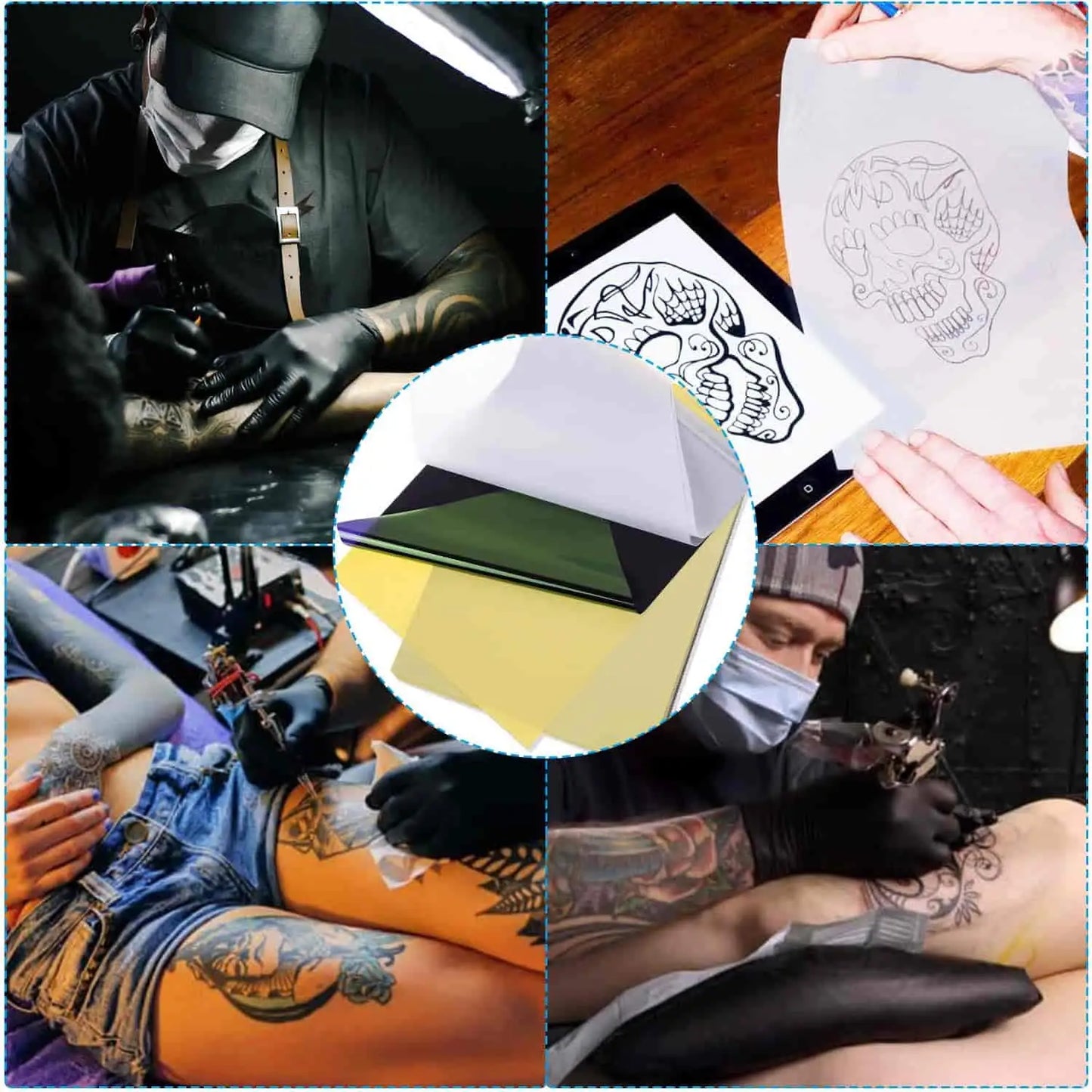 Cridoz Tattoo Transfer Paper – 10 Sheets A4 Stencil Paper (8.25" x 11.75") for Professional Tattooing