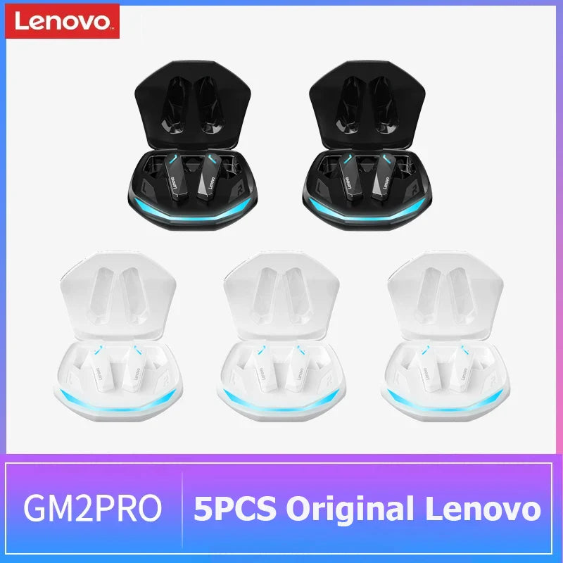 5PCS Lenovo GM2 Pro TWS Wireless Bluetooth Headset – 5.3 Bluetooth, Noise Reduction, Sport & Gaming Earbuds