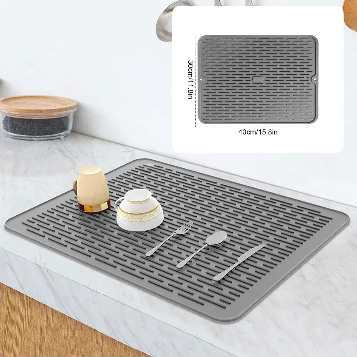 Ultra Absorbent Silicone Dish Drying Mat | Non-Slip, Fast Drying, Heat Resistant & Foldable Pad