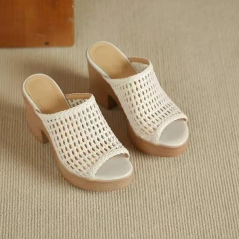 Women’s Platform High Heel Summer Sandals – Thick Sole Casual Slip-On Shoes