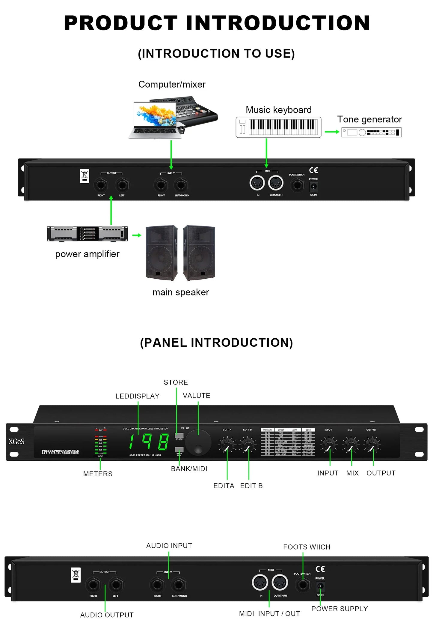 Professional Digital Reverberation DSP Processor - Multi-Effect Audio Equalizer for Enhanced Sound