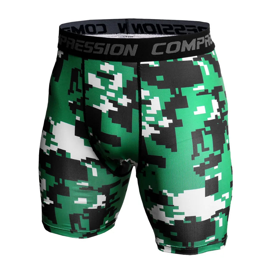 Men’s Compression Shorts – 3D Camouflage Gym Training Tights, Muscle Support Elastic Running & Bodybuilding Sports Shorts