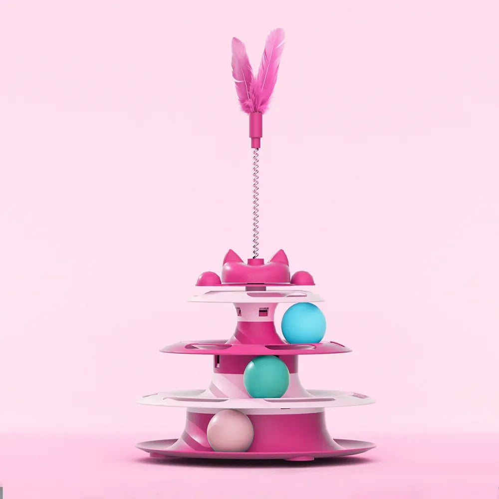 Interactive Cat Toy - Funny Turntable, Wand Stick & Ball Set for Boredom Relief