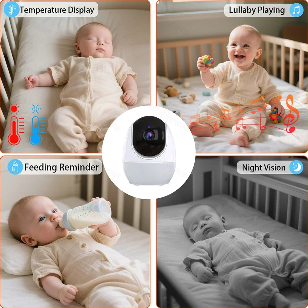 WiFi 1080P Baby Monitor with 4.3" Display & App Control – Night Vision PTZ Camera, 2-Way Audio, Lullabies, Feeding Reminder & Night Light Nanny Cam