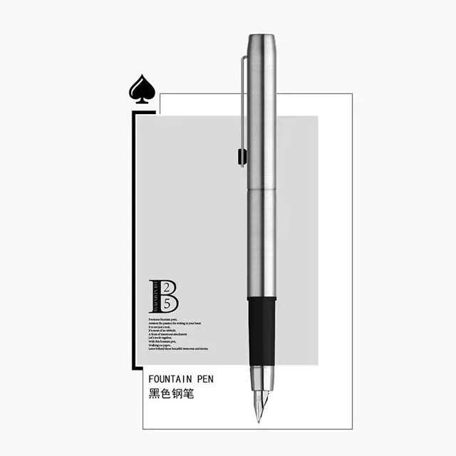 MAJOHN B25 Metal Fountain Pen - Fine Nib Stainless Steel Writing Pen with Ink Absorber for Business & Office Use