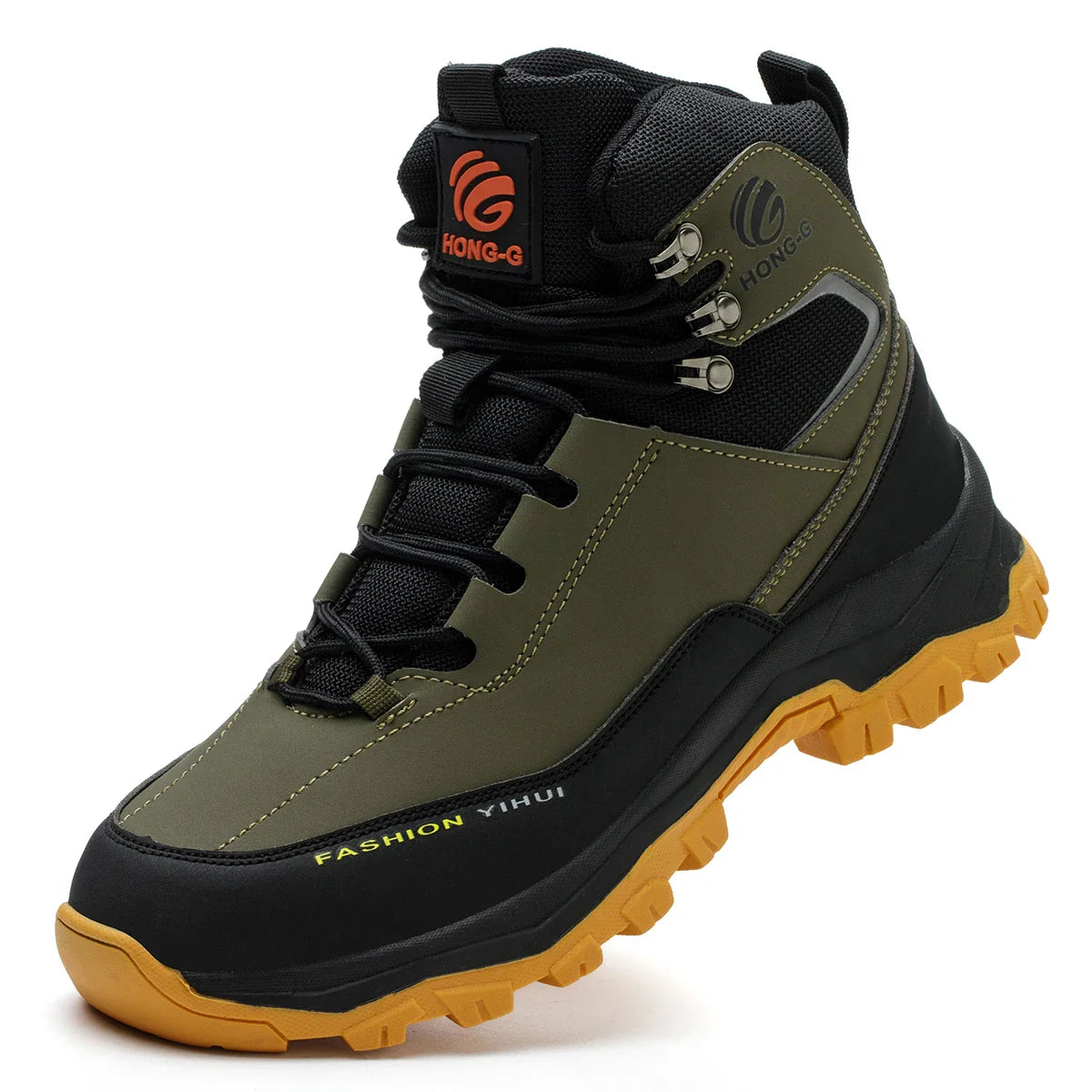 Rotary Buckle Men’s Work Boots – Steel Toe Safety Shoes, Anti-Smash & Puncture-Proof, Sizes 38-47