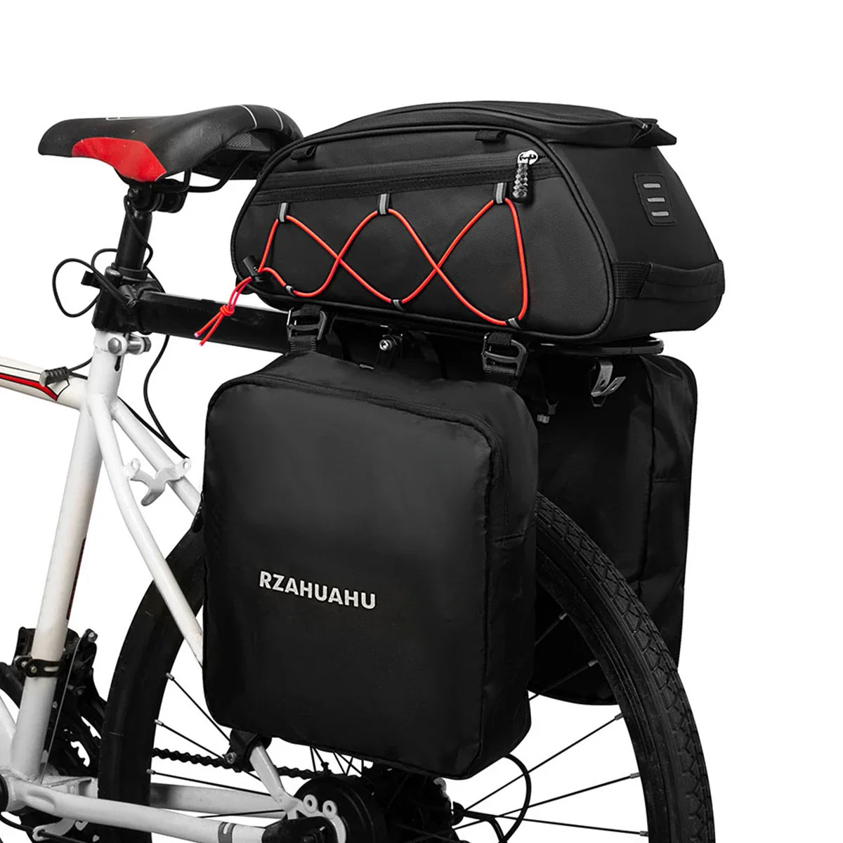 3-in-1 Waterproof Bike Rack Trunk Bag with Cooler & 2 Side Hanging Bags – Bicycle Rear Seat Cargo Luggage
