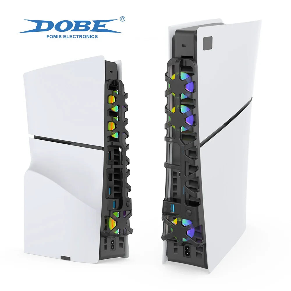 DOBE Cooling Fan for PS5 Slim – Disc & Digital Edition with RGB Lighting and USB 3.0 Port TP5-3538S