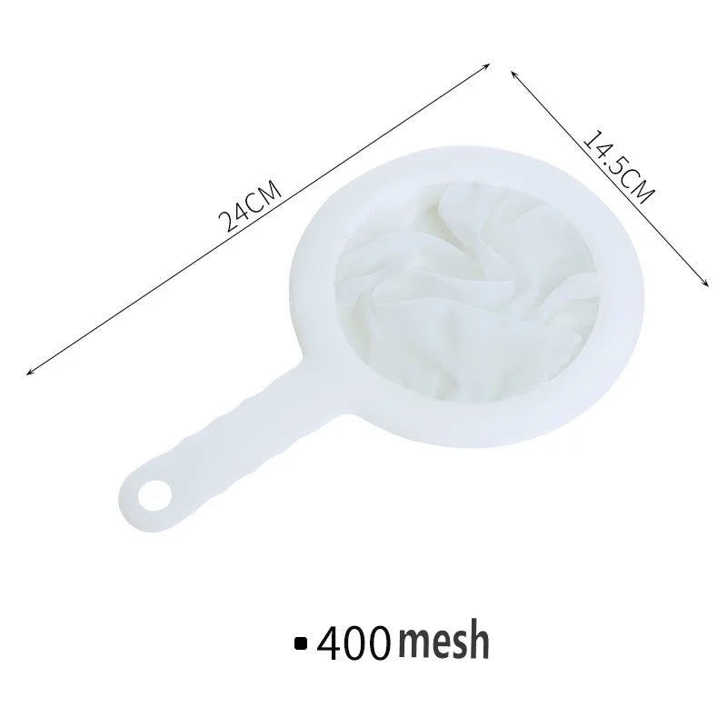 Ultra Fine Mesh Strainer Spoon – 100/200/400 Mesh Washable Nylon Filter Sieve for Soy Milk, Juice, Coffee & Tea Kitchen Colander Tool