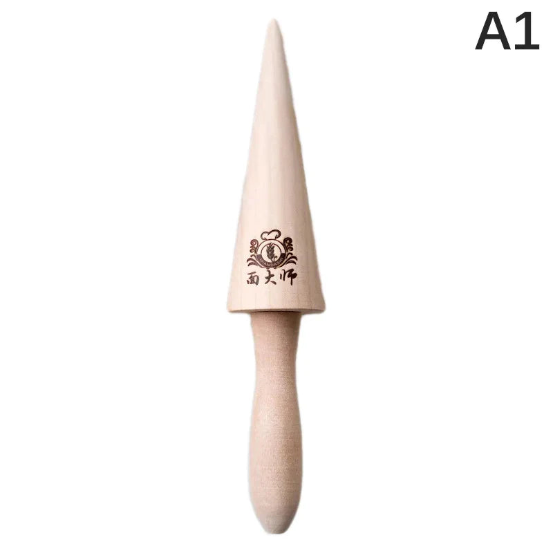 Wooden Egg Roll Ice Cream Cone Mold – Spiral Croissant & Cream Horn Pastry Roller for Omelet, Waffle & Baking Kitchen Tool