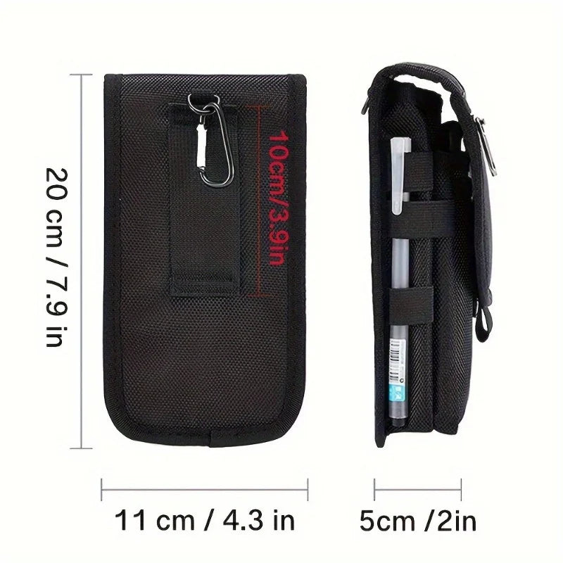 6.3-Inch Multi-Functional Mobile Phone Bag – Oxford Fabric Belt Pouch for Men’s Outdoor Use, Compatible with iPhone 15 & 16