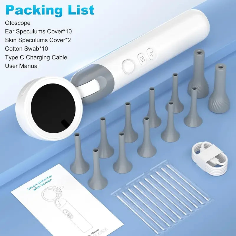 Smart Ear Camera Endoscope – 1080P HD Ear Cleaning Tool with 90° Rotatable Lens & 12 Replacement Heads for Ear, Nose & Skin Inspection