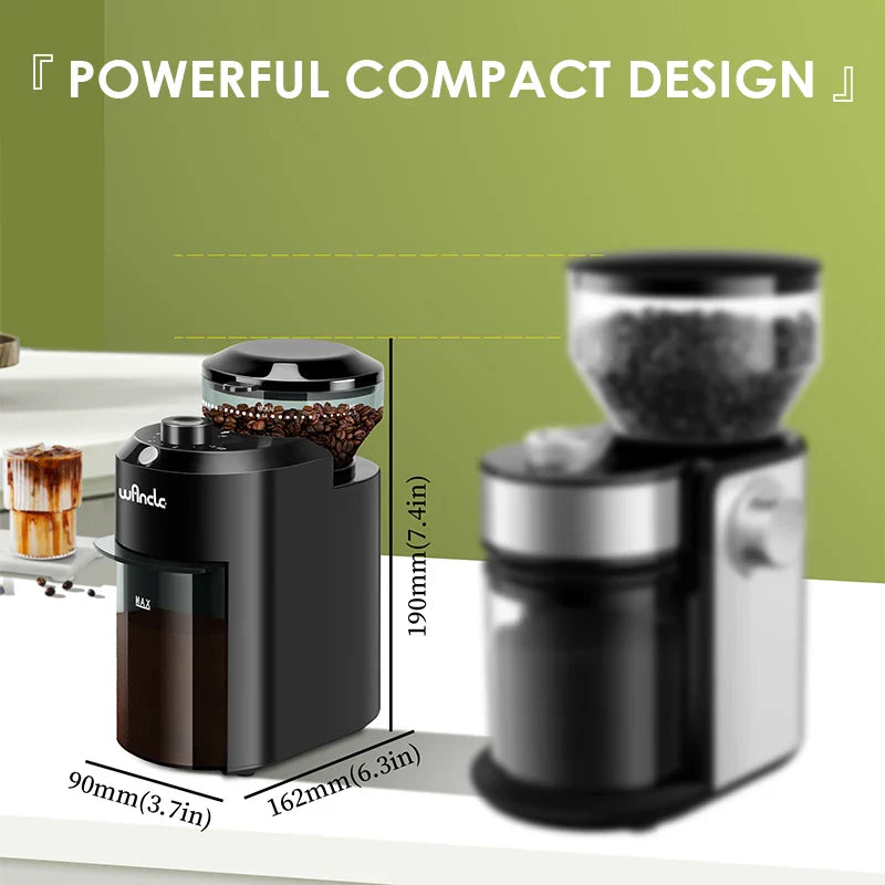 Wancle Electric Burr Coffee Grinder - Adjustable Conical Burr Mill with 28 Precise Grind Settings - 220V/120V
