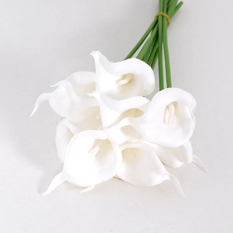 5PCS White Artificial Calla Lily Flowers – Silk Tulip Bouquet for Wedding, Home Decor & DIY Crafts