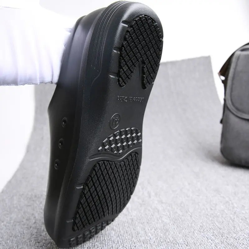 Non-Slip Chef Work Shoes - Lightweight Waterproof Slip-On Shoes with EVA Upper & Rubber Sole for Kitchen, Hospital & Restaurant Work