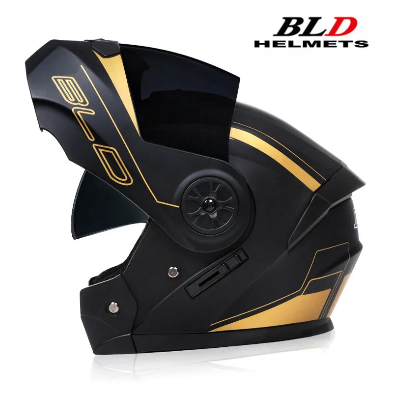BLD Personalized Full Face Motorcycle Helmet ā Dual Lens Modular Flip-Up Casco Moto for Men & Women