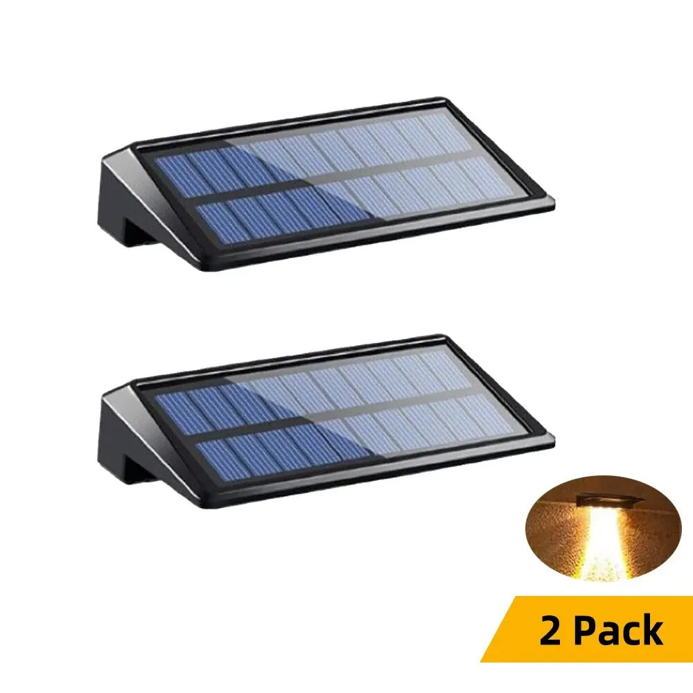 2 Pack Solar Wall Lights - 4 LED Waterproof Outdoor Fence, Deck & Pathway Lighting for Yard