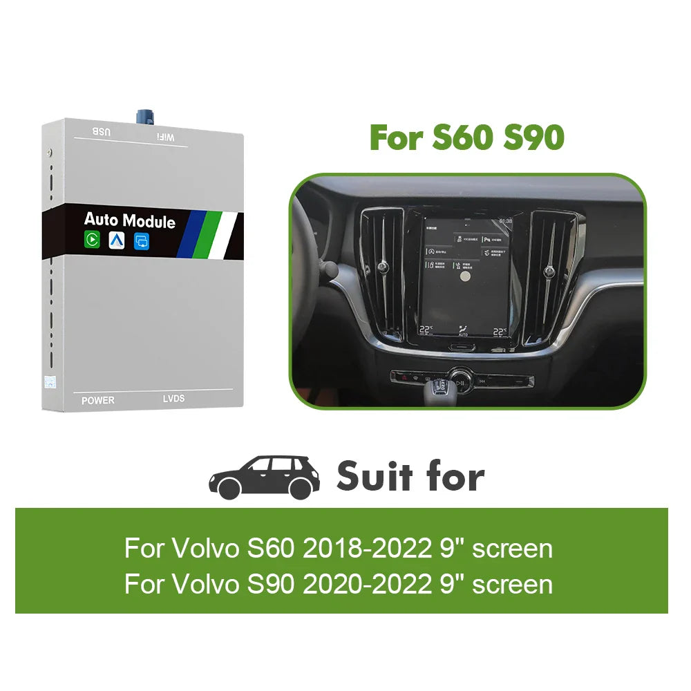 ISUDAR Wireless CarPlay Module for Volvo β AI Upgrade Adapter with Android Auto & Bluetooth (XC90/XC60/XC40/S90/S60/V90/V60)
