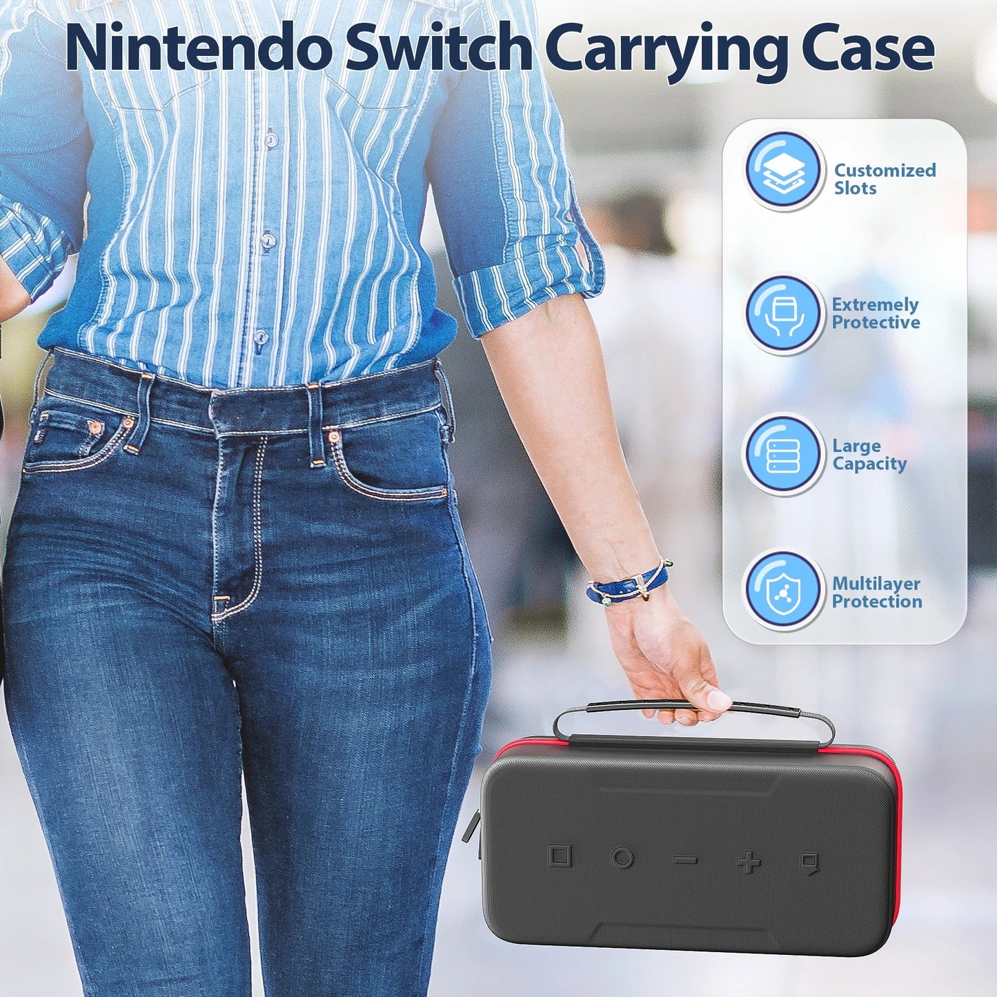 Large Storage Bag for Nintendo Switch โ Anti-Scratch, Waterproof Travel Case for Switch, Switch OLED & Switch 2