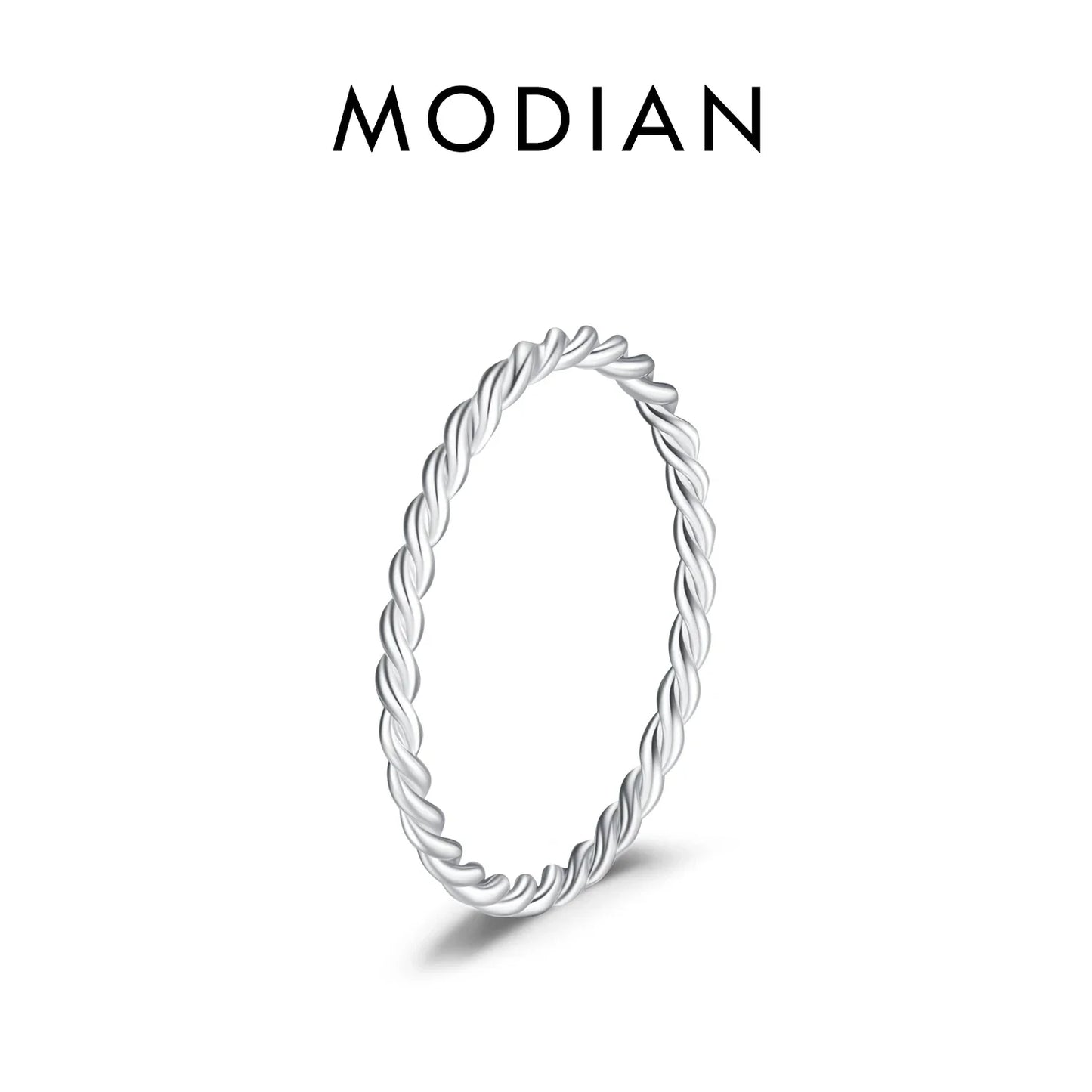 MODIAN 925 Sterling Silver Stackable Ring – Classic Wave Geometric Finger Ring, Fashion Jewelry for Women