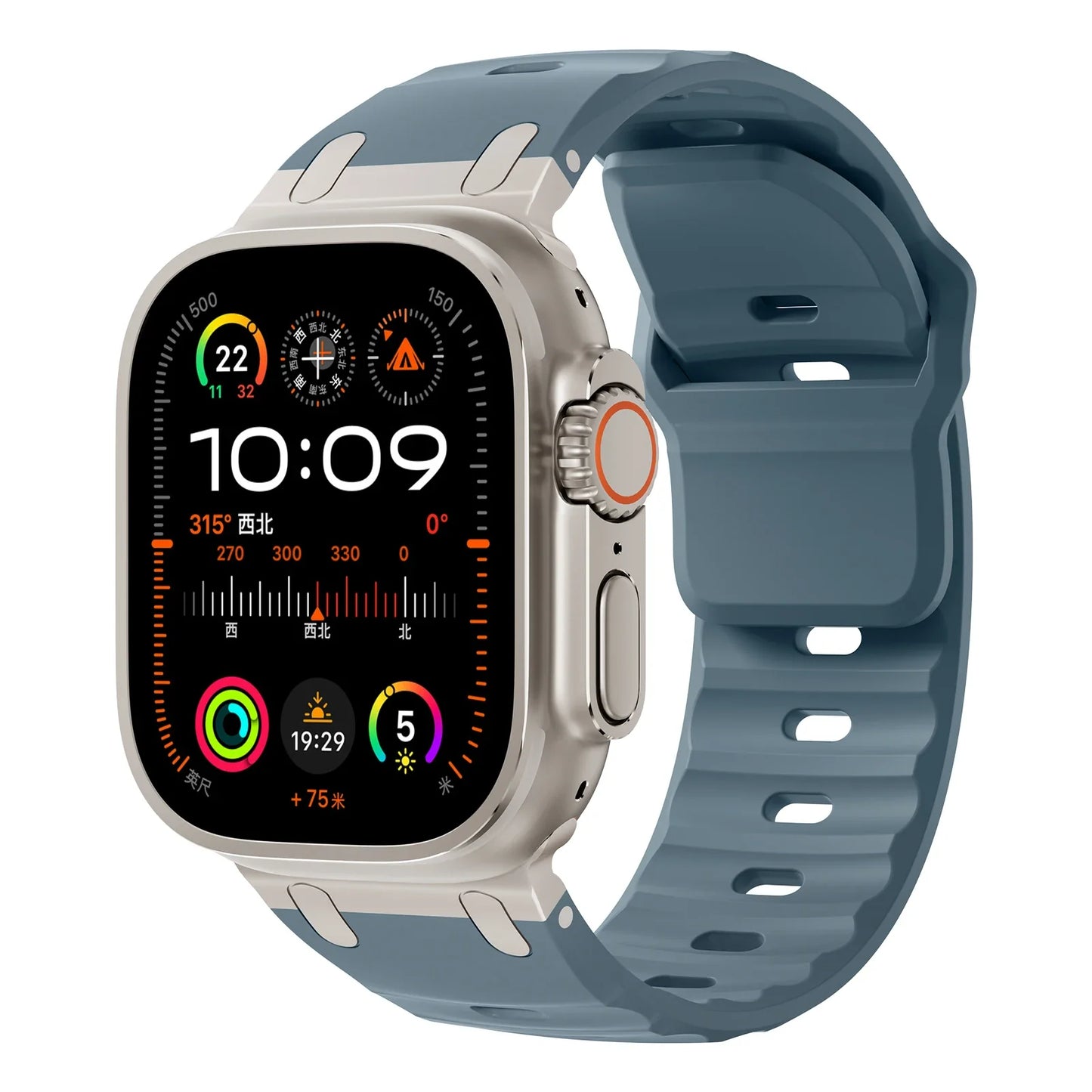 Sport Silicone & Stainless Steel Strap for Apple Watch — Fits Ultra 2 & Series 10/9/8/7/SE (44–49mm)