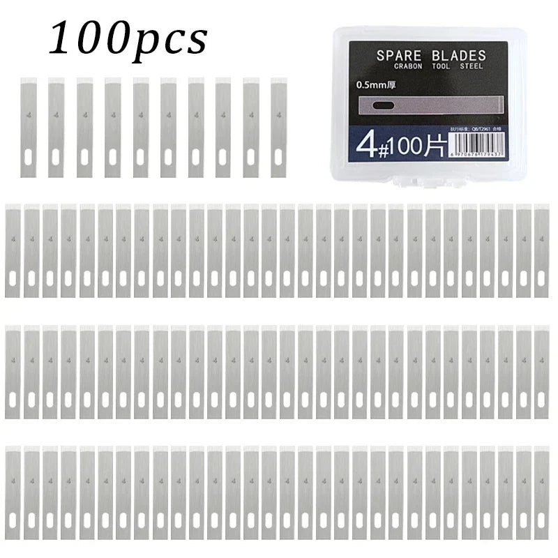 100/20pcs #4 Metal Scalpel Blades – DIY Engraving, Wood Carving & Sculpture Knife Replacement Cutting Tools