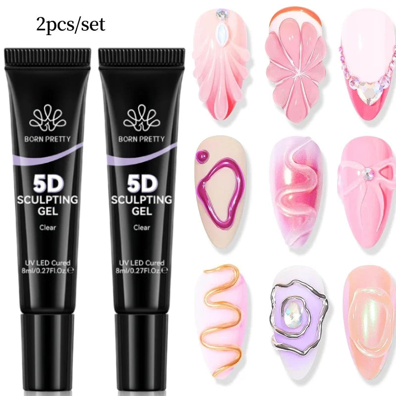 BORN PRETTY 30ML Nail Rhinestone & Gem Glue Gel – 3D Sculpting Adhesive for Nail Art, Flower Carving & DIY Decoration