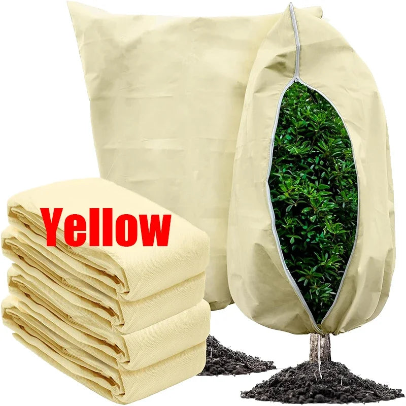Multi-Size Winter Plant Protection Bag – Non-Woven Anti-Frost Cover with Zipper & Drawstring for Cold Weather Vegetation