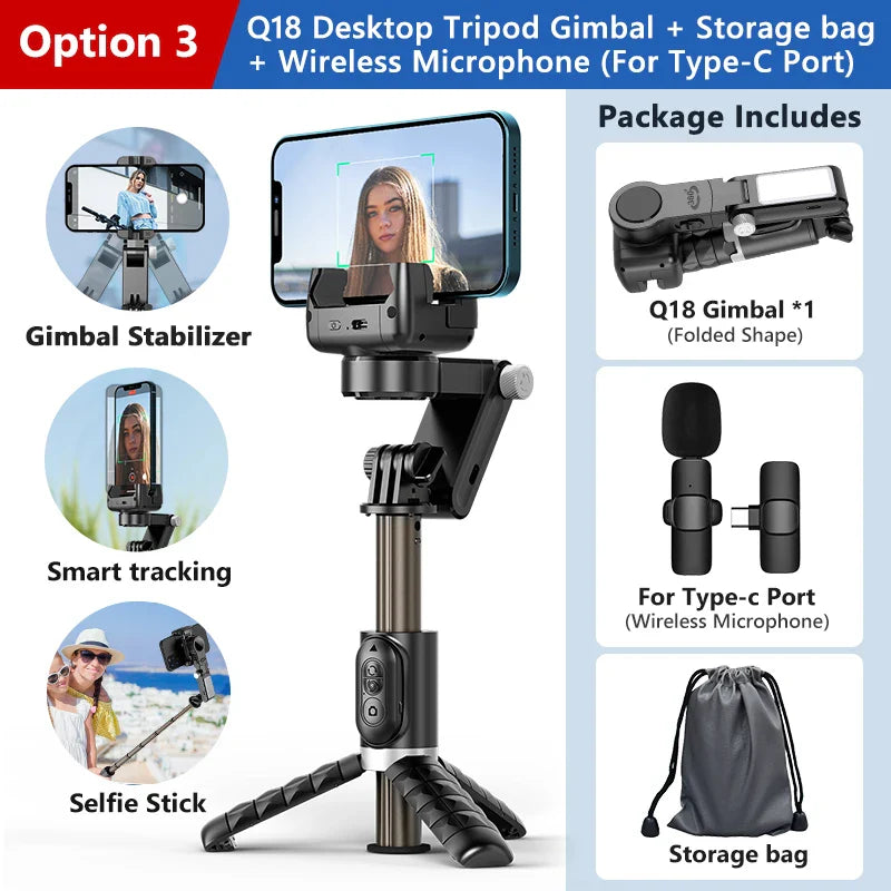 360° Rotation Gimbal Stabilizer & Selfie Stick – Tripod for iPhone & Smartphone Live Photography