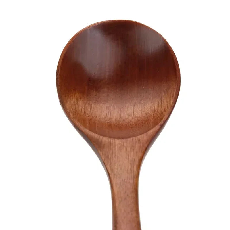 6Pcs Wooden Spoon Set β Natural Wood Kitchen Utensils for Soup, Dessert & Dinner Serving