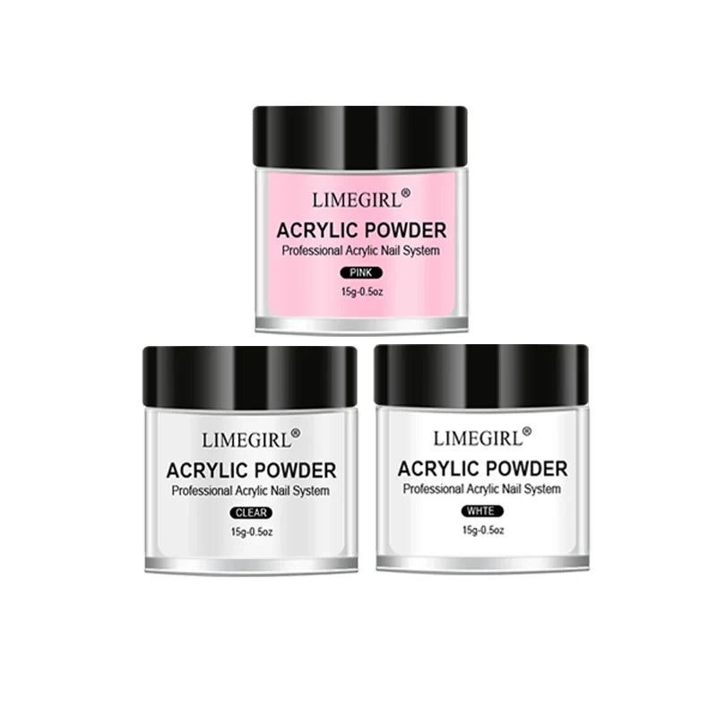 40ml Crystal Liquid & 45ml Acrylic Powder Set – Pink, White, Transparent Acrylic Powder Kit for Beginners Nail Art