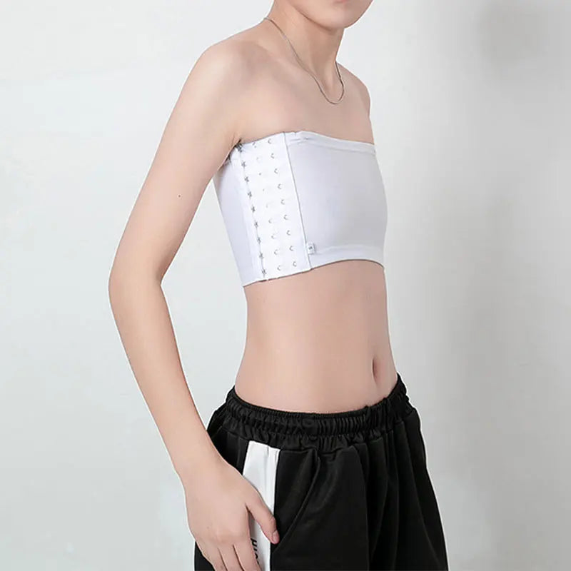 Women’s Chest Binder Crop Top – Flat Breast Binder Bra, Tomboy Body Shaper with Buckle