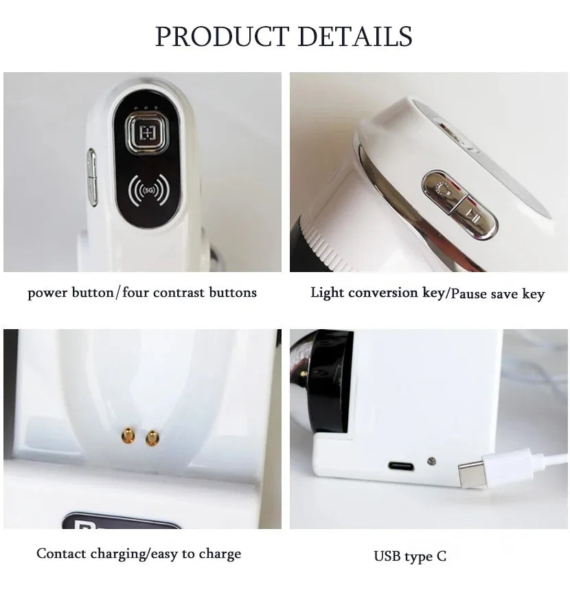 WiFi Scalp & Skin Analyzer Microscope – 50X–200X Hair Follicle Detection UV Magnifier with App Support Professional Facial Skin Tester